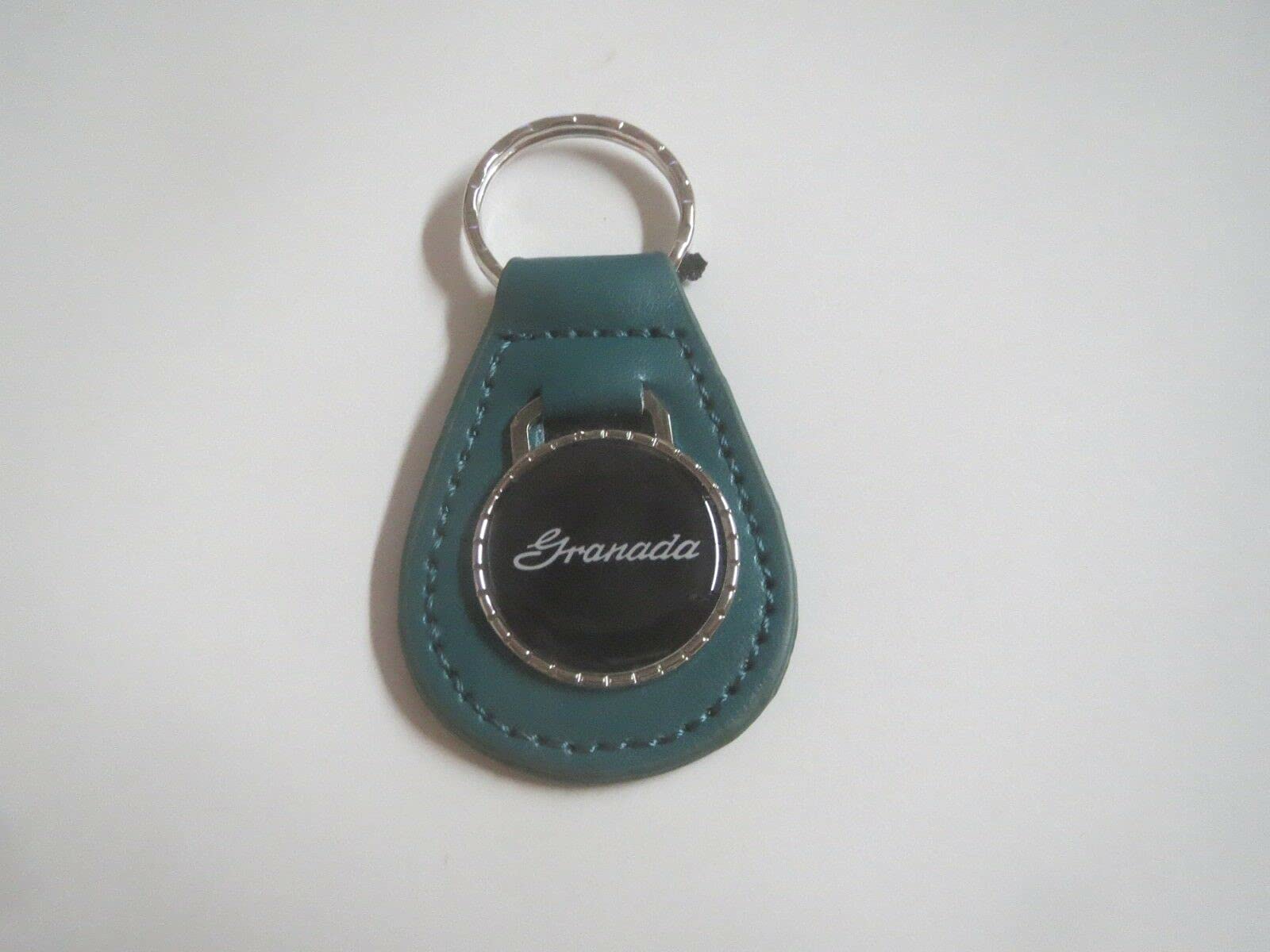 1975 1976 1977 1978 1979 1980 1981 1982 GRANADA SCRIPT LOGO LEATHER KEYCHAIN - TEAL