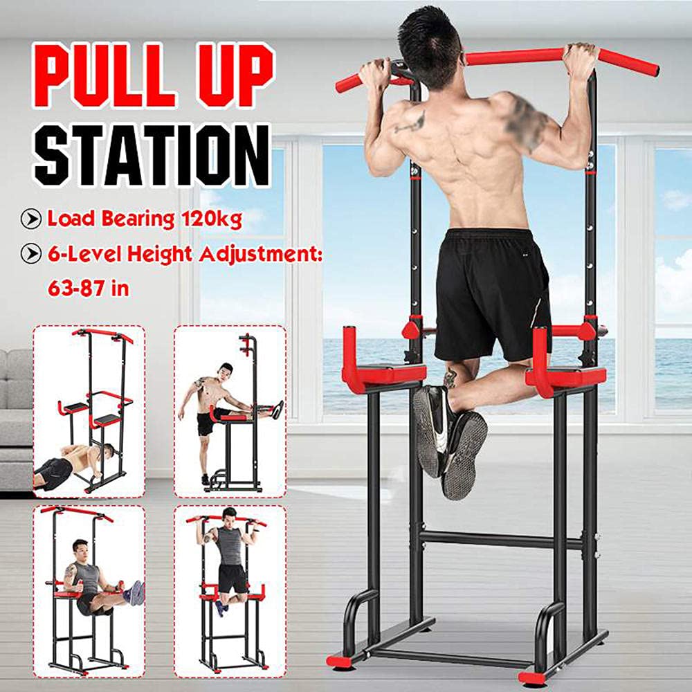 KDFJ Power Tower, Power Tower and Gym Tower, Dip Station, Pull-Up Bar, Full Body Workout, Multifunctional Weight Station A Varied Home Workout-Black