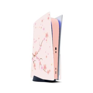 PS5 Japanese Cherry Blossom flowers Skin for PlayStation 5 Console and 2 Controllers, Pink Color skin Vinyl 3M Decal Stickers Full wrap Cover (Disk Edition)