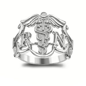 Fine Sterling Silver Registered Nurse Statement Ring (Large) (Size 10.25)