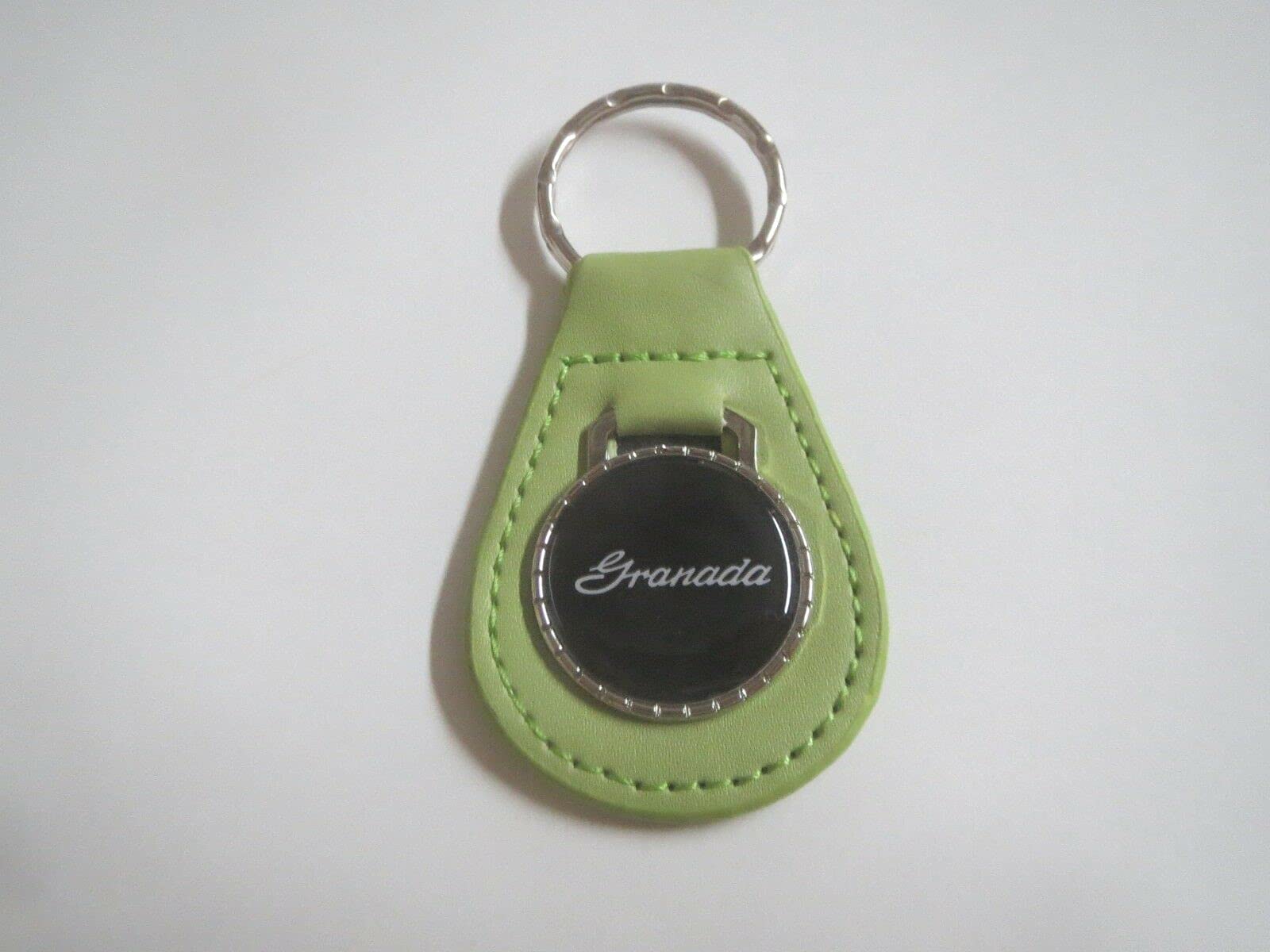 1975 1976 1977 1978 1979 1980 1981 1982 GRANADA SCRIPT LOGO LEATHER KEYCHAIN - GREEN