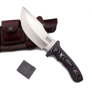 GCS Handmade Micarta Handle D2 Tool Steel Tactical Hunting Knife with leather sheath Full tang blade designed for Hunting & EDC GCS 312