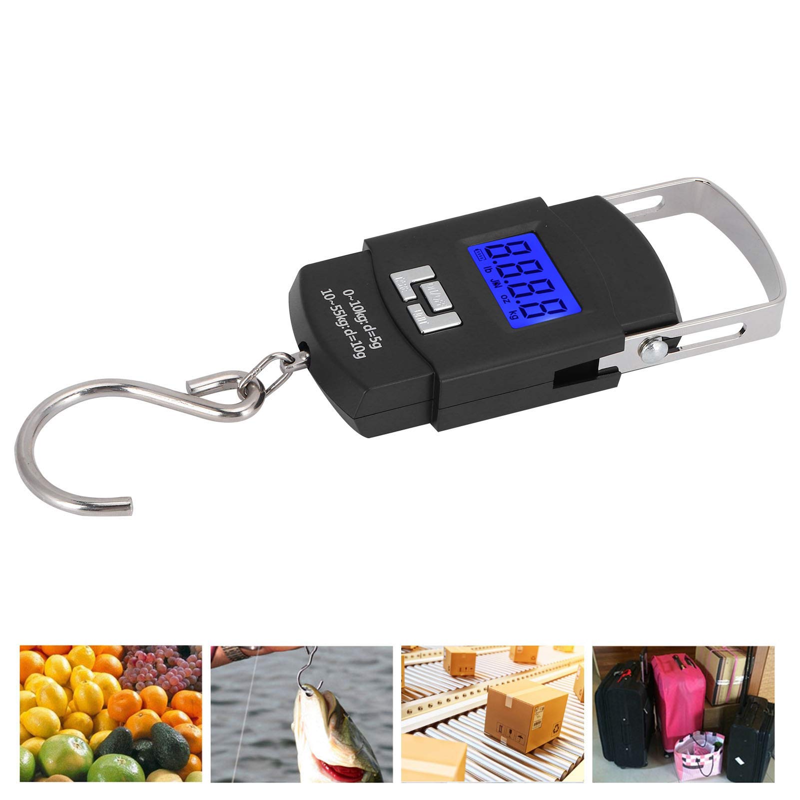 Fdit USB Rechargeable Portable Electronic Scale Portable Fishing Express Scale Electronic Portable Scale 55kg for Fishing Express Luggage