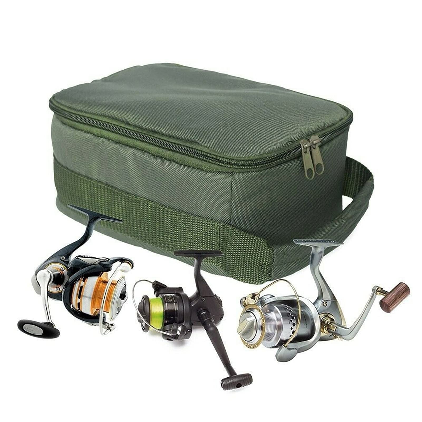 Portable Fishing Reel Storage Bag Fly Lure Line Tackle Gear Organizer Zipper