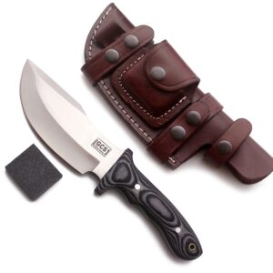 GCS Handmade Micarta Handle D2 Tool Steel Tactical Hunting Knife with leather sheath Full tang blade designed for Hunting & EDC GCS 312