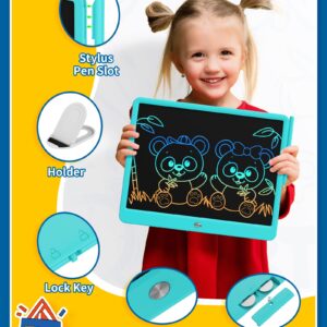 TEKFUN 15inch LCD Writing Tablet Teen Boy Girl Gifts Ideas, Easter Birthday Gifts for Kids, Drawing Board Educational Toys for 6 4 5 3 Year Old Boys, Homeschool and Office Message Memo Board (Blue)