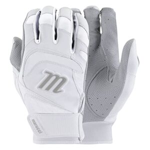 marucci 2021 adult signature batting gloves, white/white, adult medium