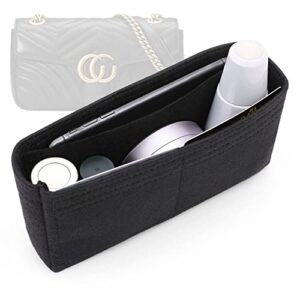 oaikor felt mini purse organizer insert for gg marmont matelasse shoulder bag/mk jet set large saffiano handbag organizer tote liner/mj snapshot pouch/tb mini miller inner bag and more (mini, black)