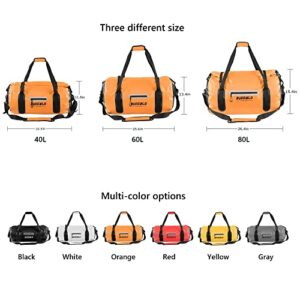 Buffalo Gear Drybag 80L Waterproof Duffel Dry Bag Heavy Duty Duffle Travel Bag for Kayaking, Rafting, Boating, Fishing,Camping, Orange