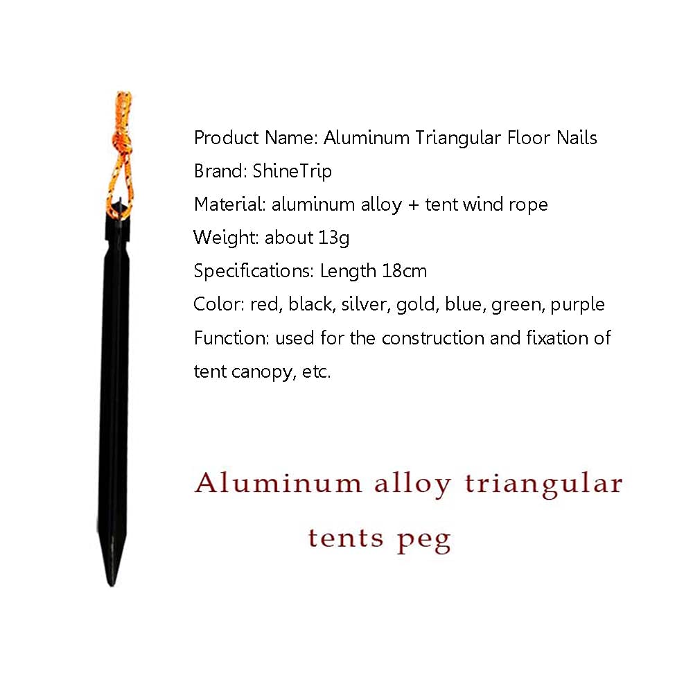 10Pcs 18cm Outdoor Triangle Nail Aluminum Alloy Awning Pegs Tent Stake Nail