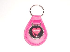 1967 1968 1969 1970 fury vip barracuda valiant heart logo leather keychain - magenta