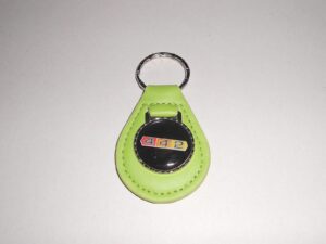 1965 1966 1967 1968 olds 442 4-4-2 tri color logo leather keychain - bright green