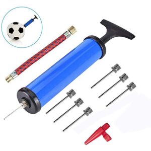 Kedejin 10 pcs/Set Inflator Ball Pump Set, Include 7 Pcs Needles and 1 Pcs Valve Adapter, 1 Pcs Air Hose,1 Pcs 6-inch Ball Pump, Sutible for Sport Football Basketball Volleyball Rugby