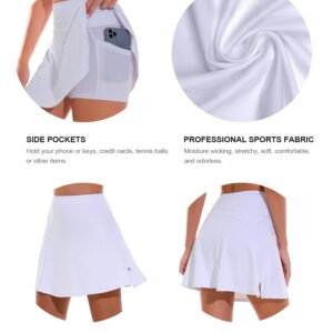 1a1a Tennis Skirts with Pockets Athletic Shorts for Women Golf Running Workout Sports White X-Large