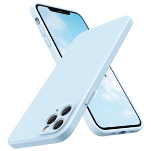 surphy design for iphone 11 pro max case with camera protection, straight edge design liquid silicone slim case, cloud blue