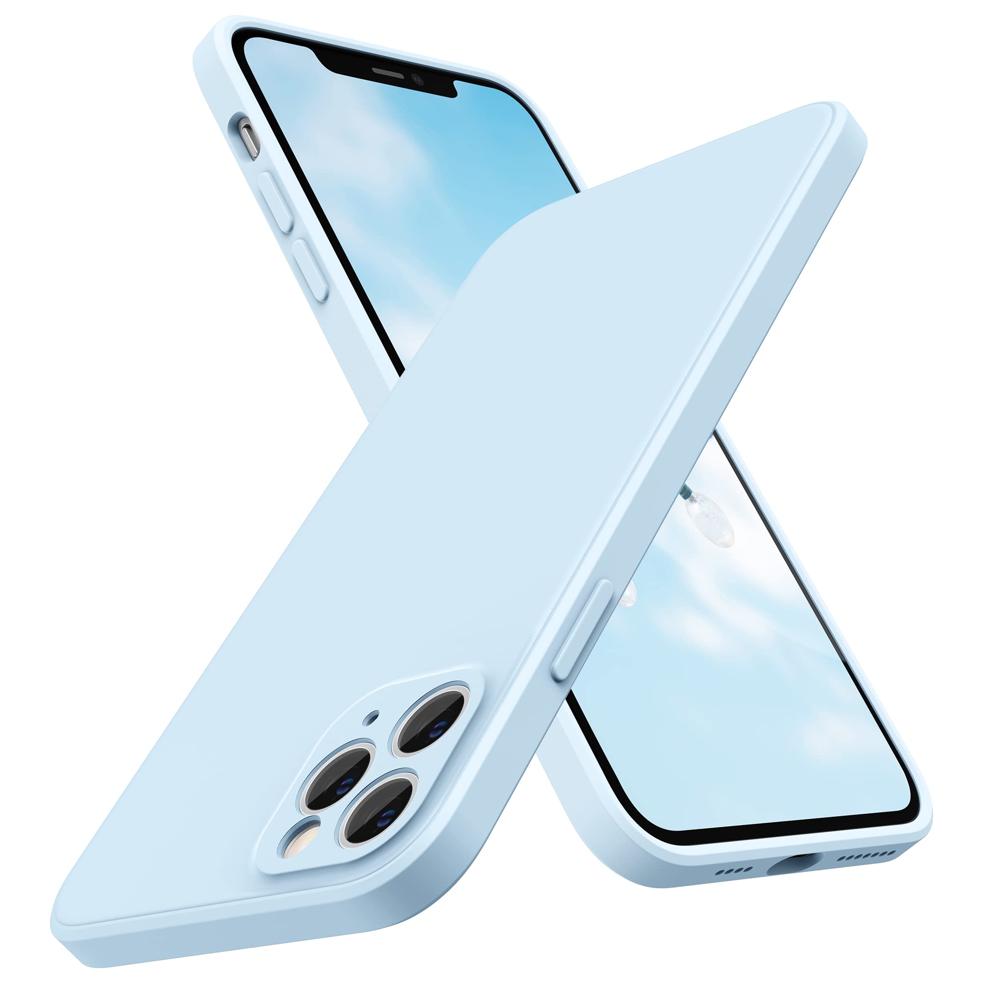 SURPHY Design for iPhone 11 Pro Max Case with Camera Protection, Straight Edge Design Liquid Silicone Slim Case, Cloud Blue