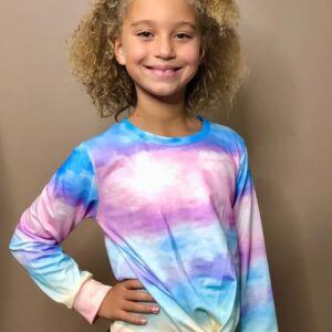 Arshiner Girls Casual Twist Front Light Weight Sweatshirt Tie Dye Printed Long Sleeve Crop Tops Pullover Size 11-12 Years