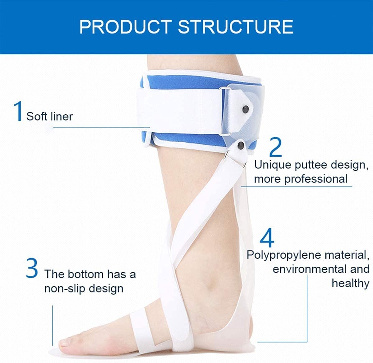 GFBHD Foot Drop orthosis Ankle Foot Drop Posture Correction Brace Splint Leaf Spring Used for Leg Support Rehabilitation and Posture Correction After an Ankle Injury (Color : Right, Size : L)