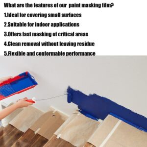 Tape and Drape, Paint Masking Paper, Pre-Taped Masking Paper for Painting, 2 Pack Car Protection Covering Paper, Paint Tape, for Car and Furniture, Floor.（Unfold 20 inch wide and 90 feet long）