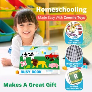 Made in USA - Busy Book for Toddler Toys - Preschool Learning Tools - Kids Books with Toddler Learning Activities - Busy Board for Toddlers - Activities for Kids (10 Pages)