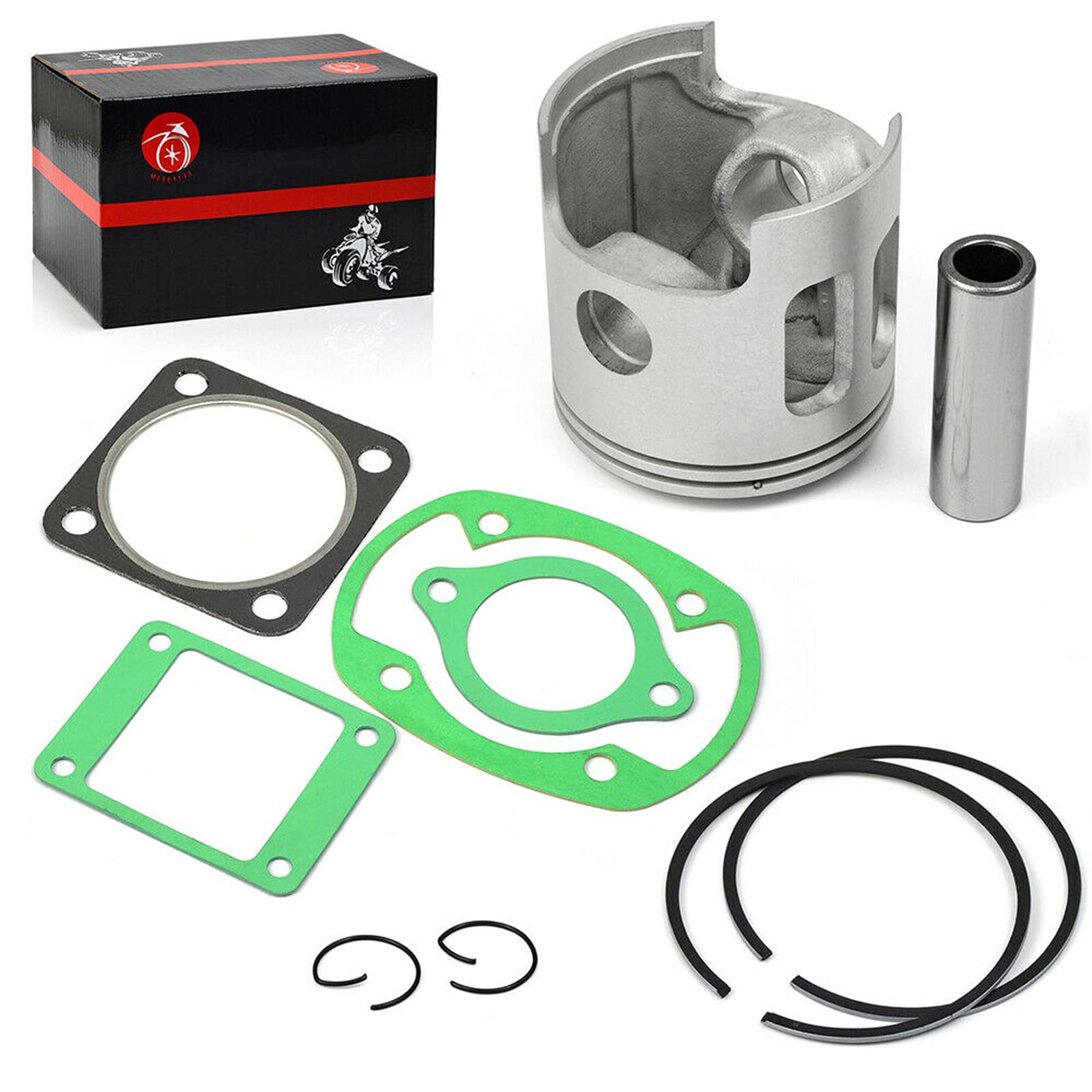 MOTO1988 Standard 68mm Piston Gasket Kit and Ring for Yamaha G1 2-Cycle Gas Golf Cart 1978-1989 J10-11631-00-96 J10-11610-00-00