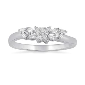 jewelili sterling silver 1/6 cttw natural white round and baguette cut diamond band style ring, size 7