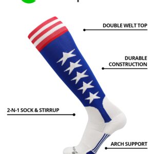 MadSportsStuff USA Flag Baseball Stirrup Socks (Royal/Red/White, Small)