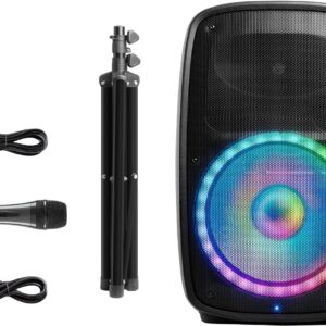 Ion Audio Total PA Glow Max - Bluetooth Speaker 500W PA System with Microphone Stand and LED Lights (Renewed)