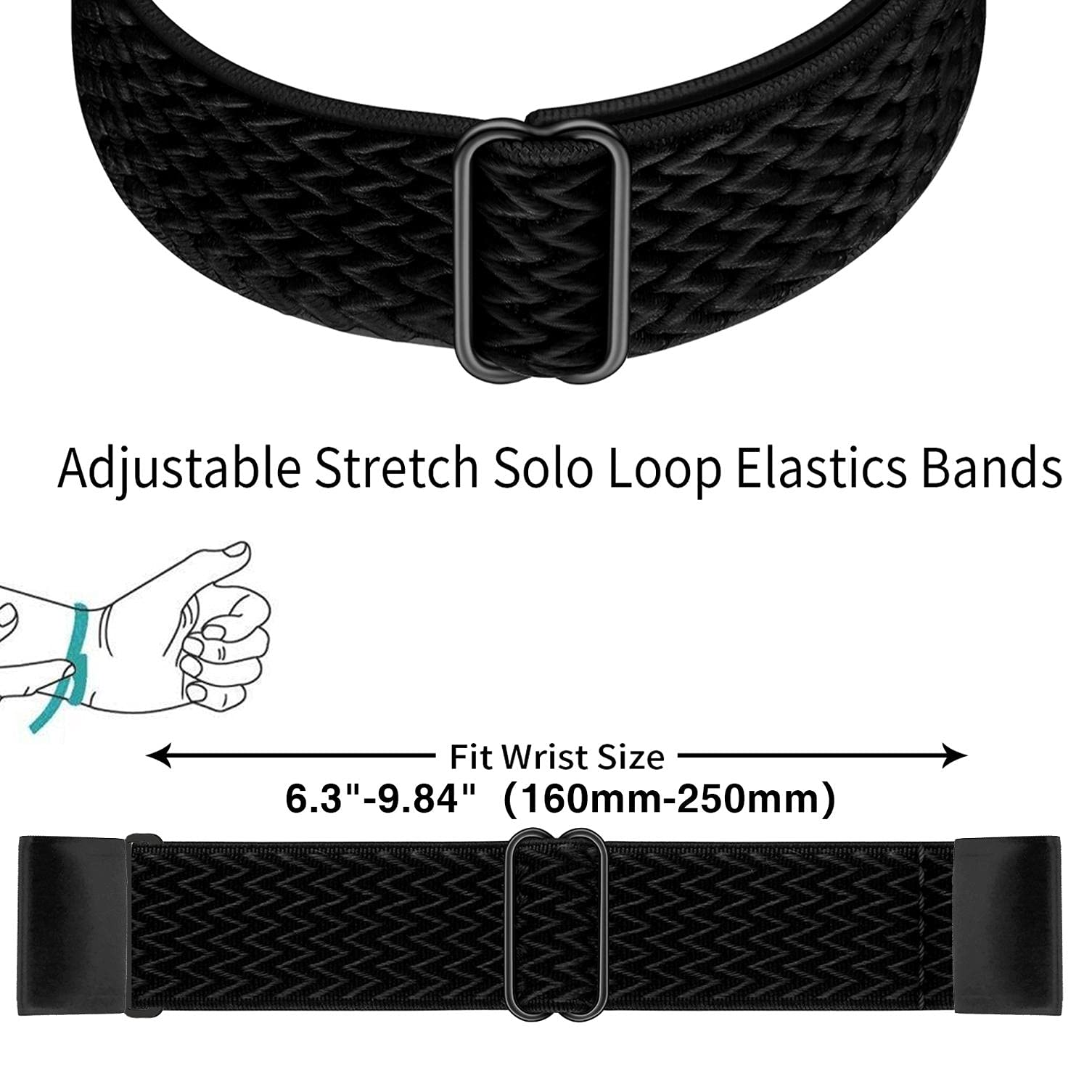 Abanen Elastic Watch Bands for Fenix 7 / Fenix 6 / Fenix 5 / epix 2, 22mm Quick Easy Fit Soft Stretchy Nylon Wristband Strap for Garmin Instinct,Fenix 6 Pro/Sapphire, Fenix 5 Plus, Quatix 6/5 (Black)