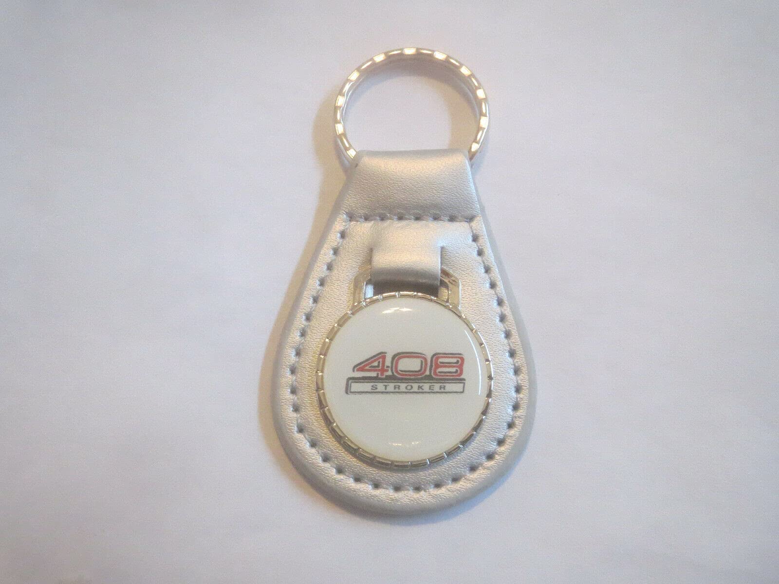 408 STROKER EMBLEM LOGO LEATHER KEYCHAIN - SILVER