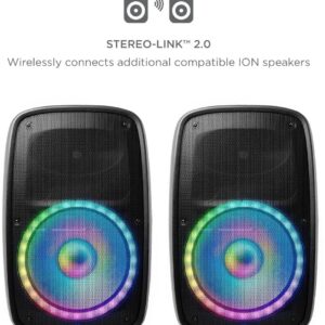 Ion Audio Total PA Glow MAX - Bluetooth Speaker, PA System with Microphone Stand & Party Lights (Renewed)