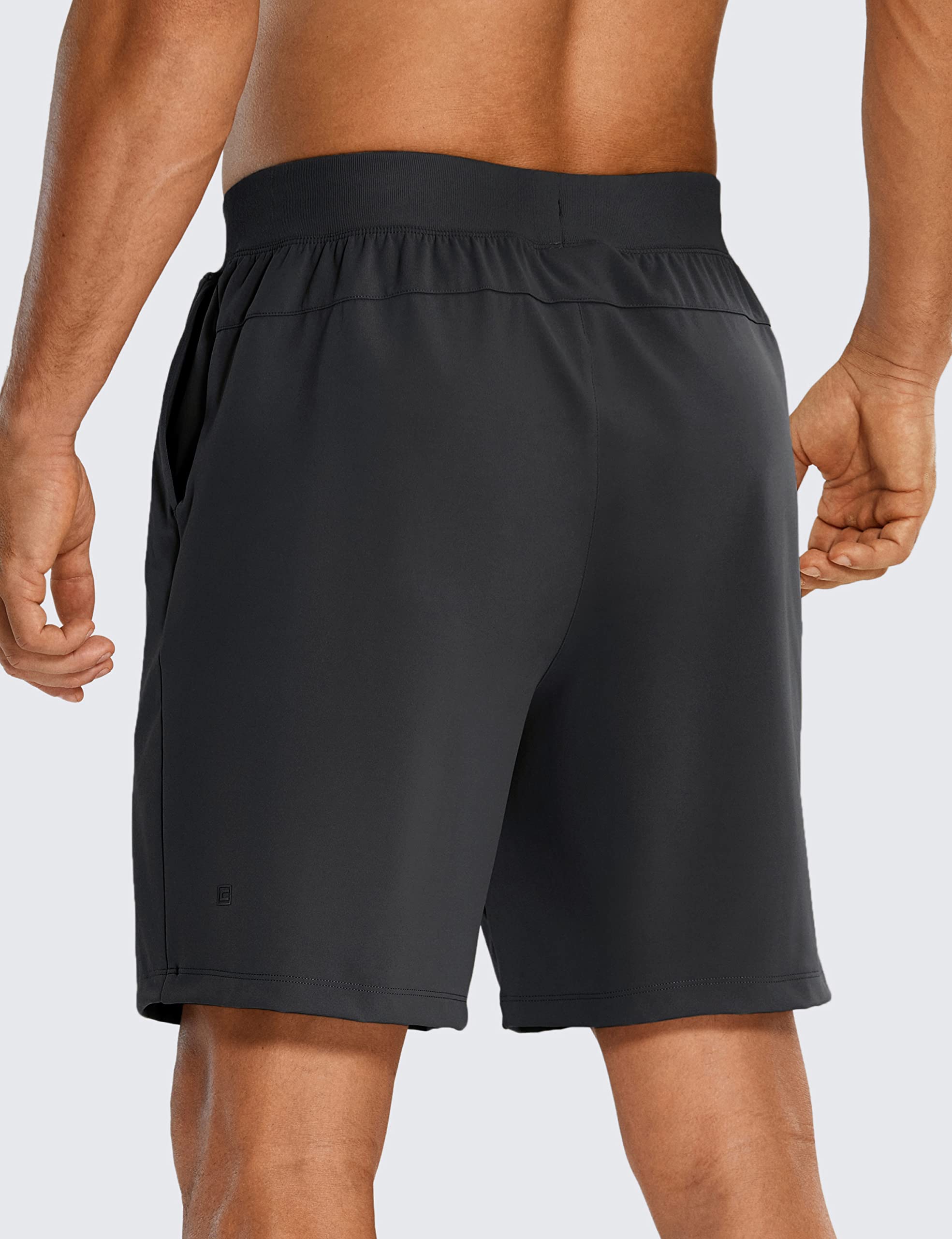 CRZ YOGA Men's Four-Way Stretch Workout Shorts - 7'' Soft Durable Casual Athletic Shorts with Pockets Gym Running Hiking Ink Gray Large