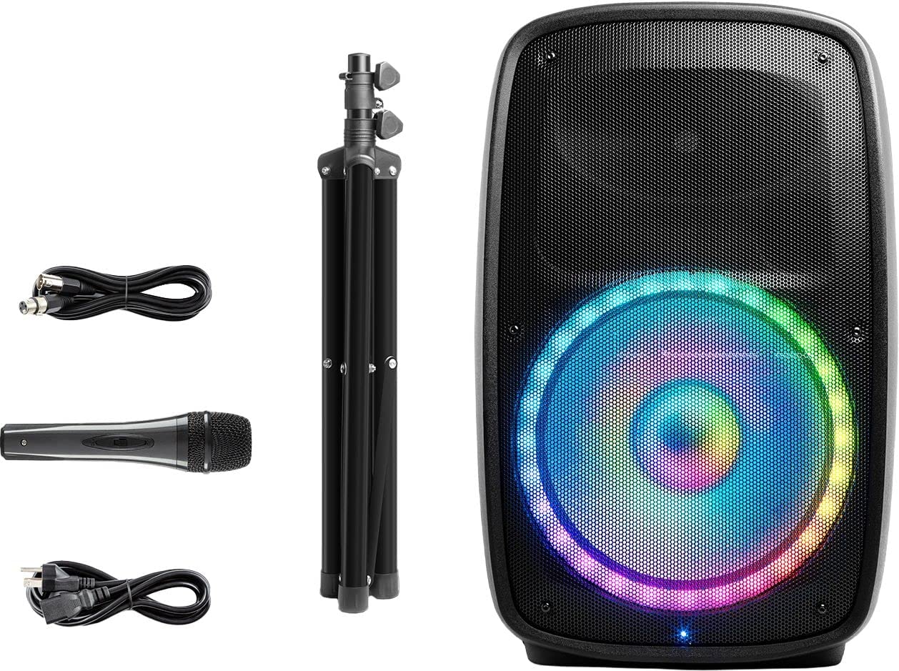 Ion Audio Total PA Glow MAX - Bluetooth Speaker, PA System with Microphone Stand & Party Lights (Renewed)