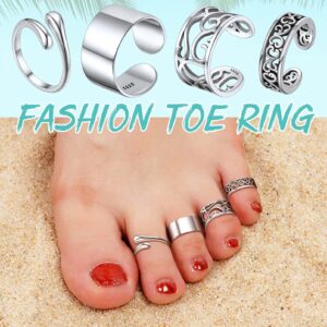 Toe Rings for Women 925 Sterling Silver Hypoallergenic Adjustable Simple 8mm Band Ring for Foot Toe Ring Size Range from 2 3 4 5 6