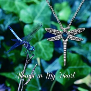 AOBOCO Dragonfly Simulated Blue Zircon Urn Necklace for Ashes Sterling Silver Memorial Keepsake Cremation Jewelry Gifts with Filling Tool