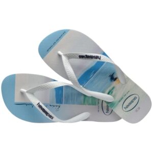 Havaianas Men's Hype Flip Flop Sandal, White/White/Navy Blue, 13