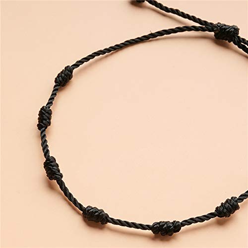 COLORFUL BLING Handmade 7 Knots Red String Thread Bracelet Protection Amulet for Success and Prosperity Family Couple Lovers Friendship Bracelets Jewelry for Women Men Teen-6pcs red Black