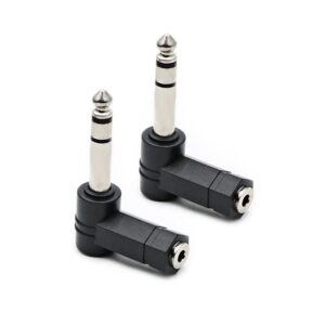 rgzhihuifz 3.5mm 1/8" stereo female to 6.35mm 1/4" male 90° angle audio adapter 2-pack