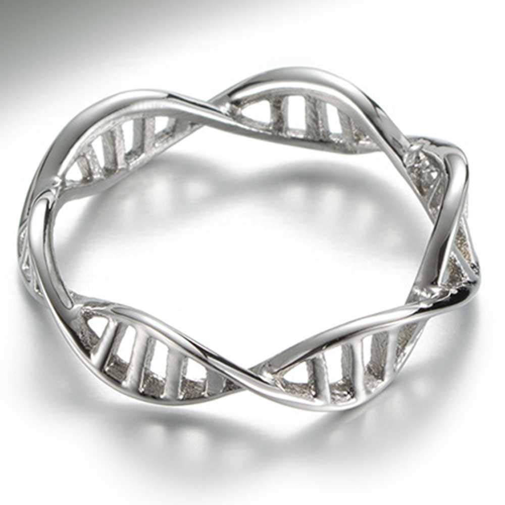 Jude Jewelers Stainless Steel DNA Molecule Double Helix Structure Wedding Promise Statement Anniversary Ring (Silver, 7)