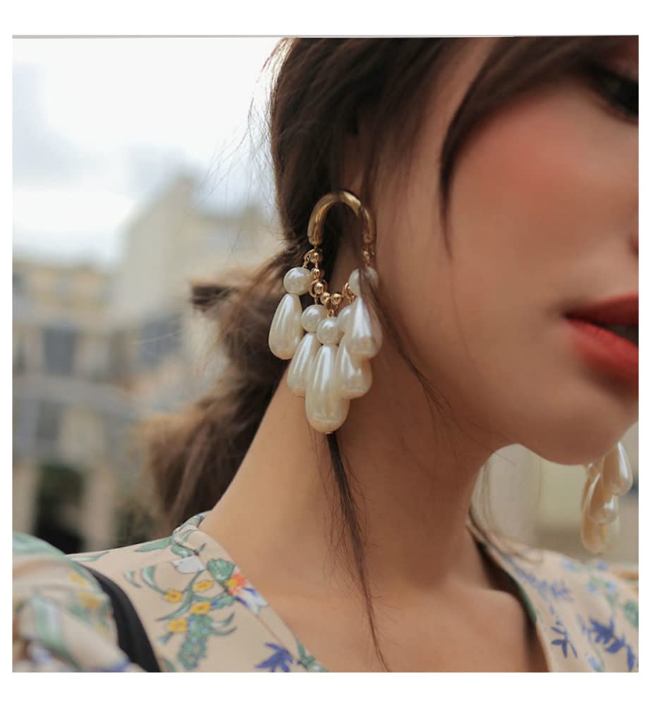 Sither Pearls Earrings for Women Dangle Pearls Earrings Studs Gold Pendant Chandelier Earrings Statement Boho Drop Earrings Jewelry for Gift for Her on Wedding Party