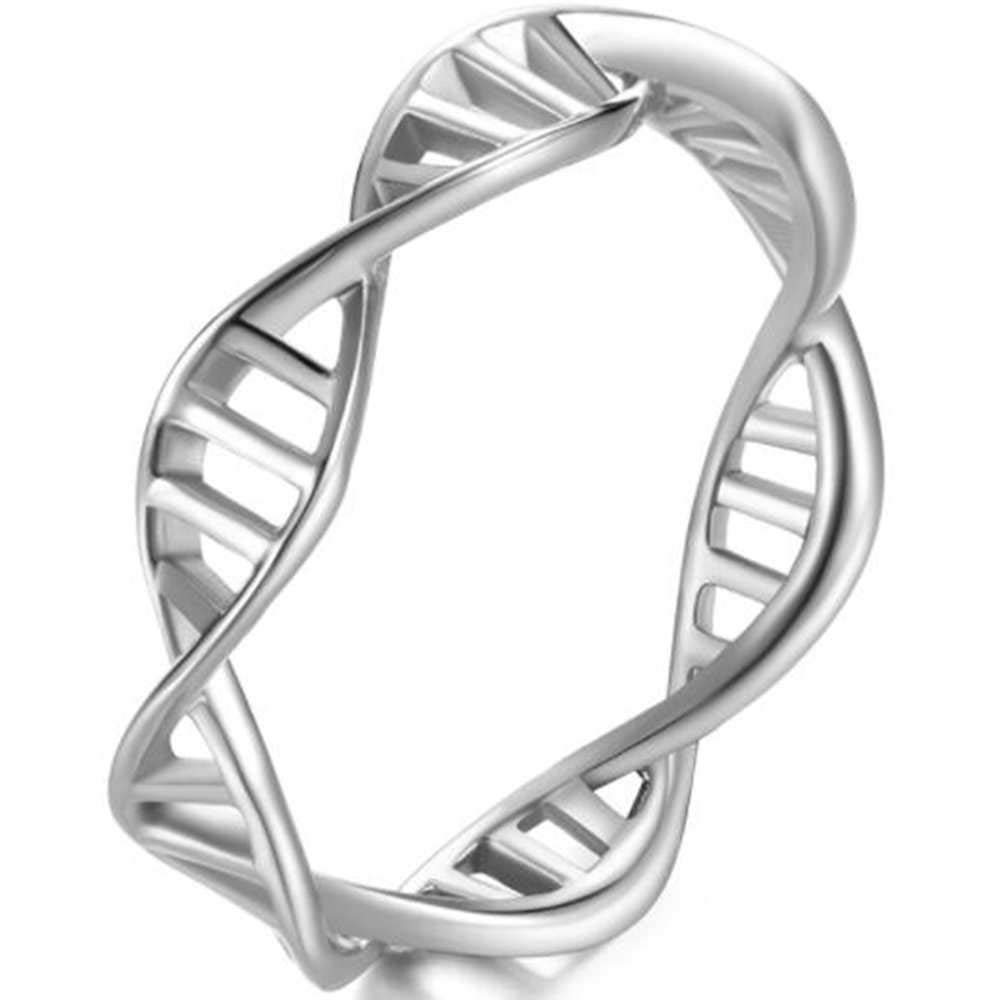 Jude Jewelers Stainless Steel DNA Molecule Double Helix Structure Wedding Promise Statement Anniversary Ring (Silver, 7)