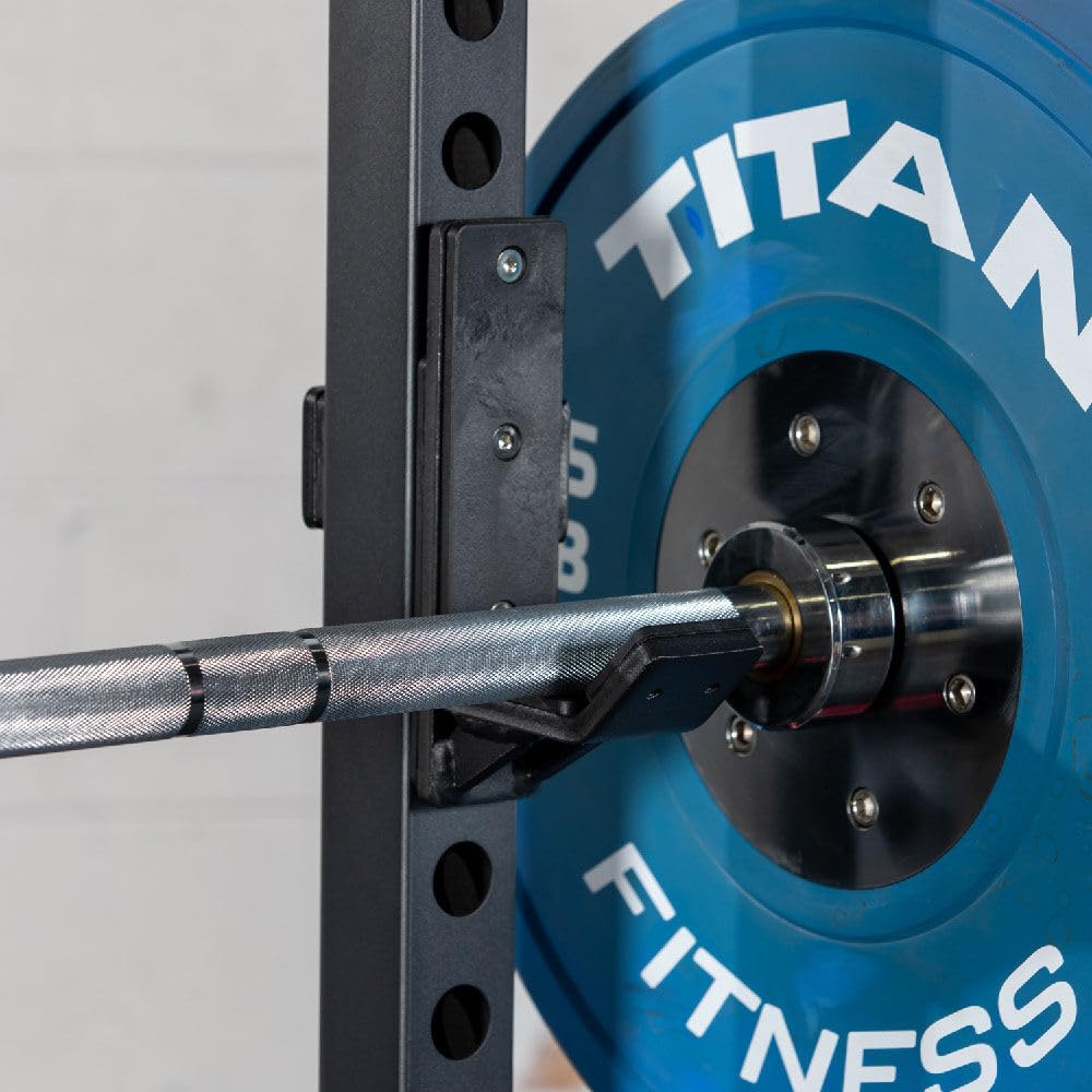 Titan Fitness T-2 Series Short 71" Power Rack, 850 LB Rackable Capacity, Skinny Pull Up Bar, Pin and Pipe Safeties, Standard J-Hooks, All In One Home Garage Gym for Weightlifting and Strength Training