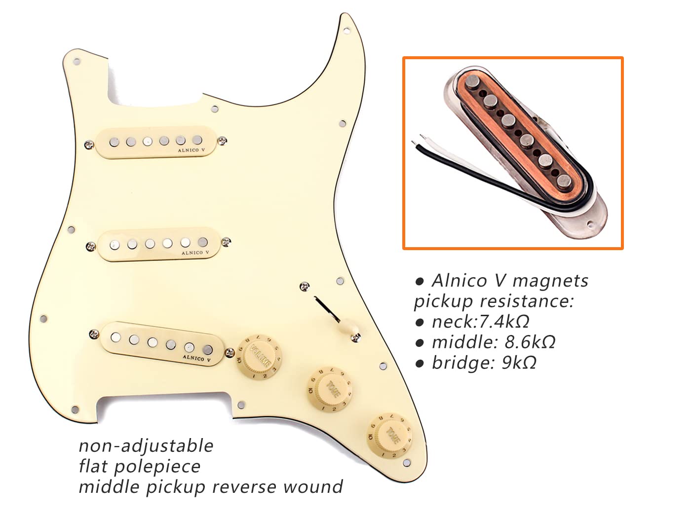 LAMSAM Prewired 6 String Electric Guitar Pickguard Loaded Modern Tone Single Coil Pickups, Pick Guards Wired Alnico 5 SSS Pickup Set Volume Tone Pots 5-way Switch, Backplate Included, Cream