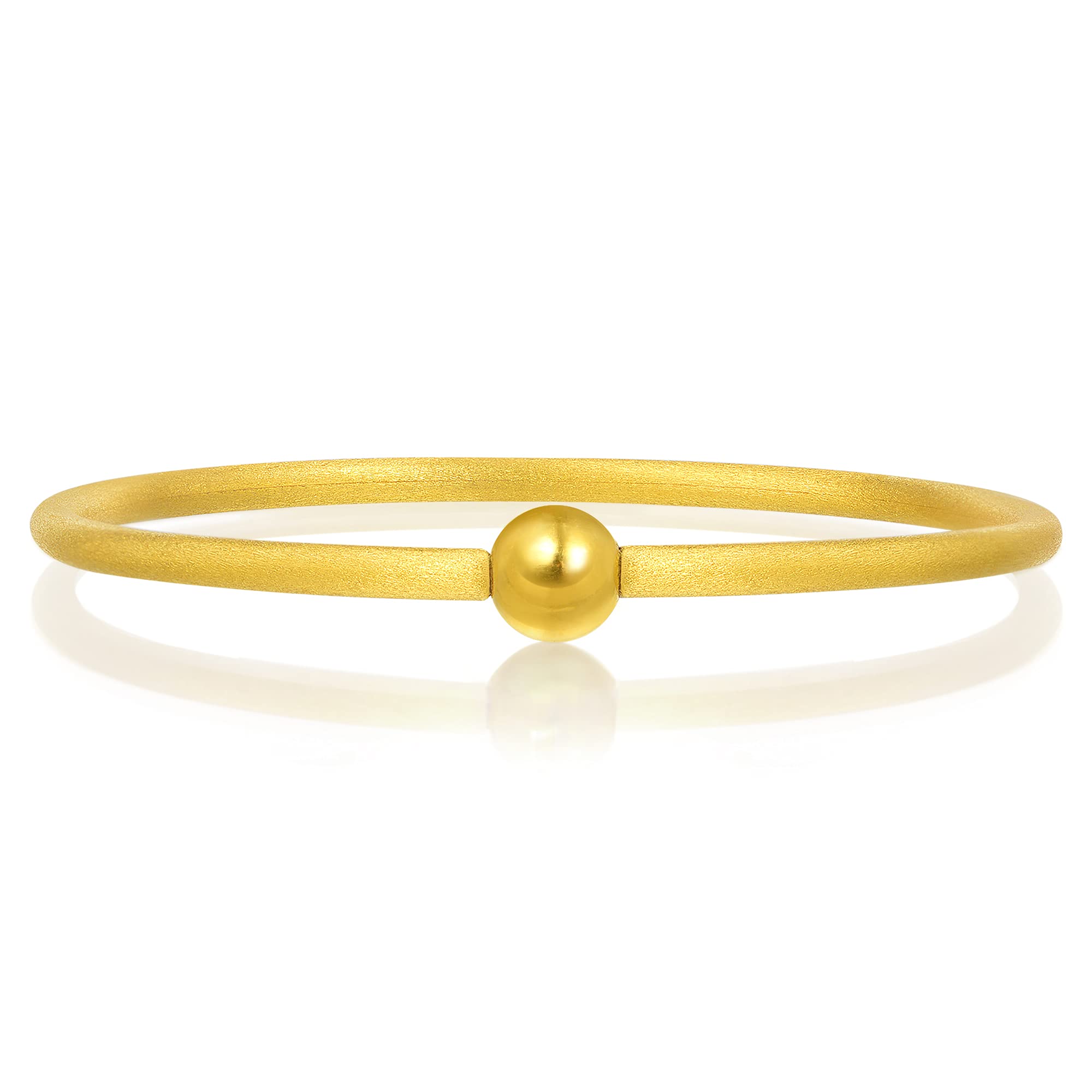 CHOW SANG SANG 999.9 24K Gold Price-by-Weight Gold Matte-Finished Bangle for Women 90343K (Approx. 0.31tael (~11.6g), 6 (Wrist Size:14-15 CM))