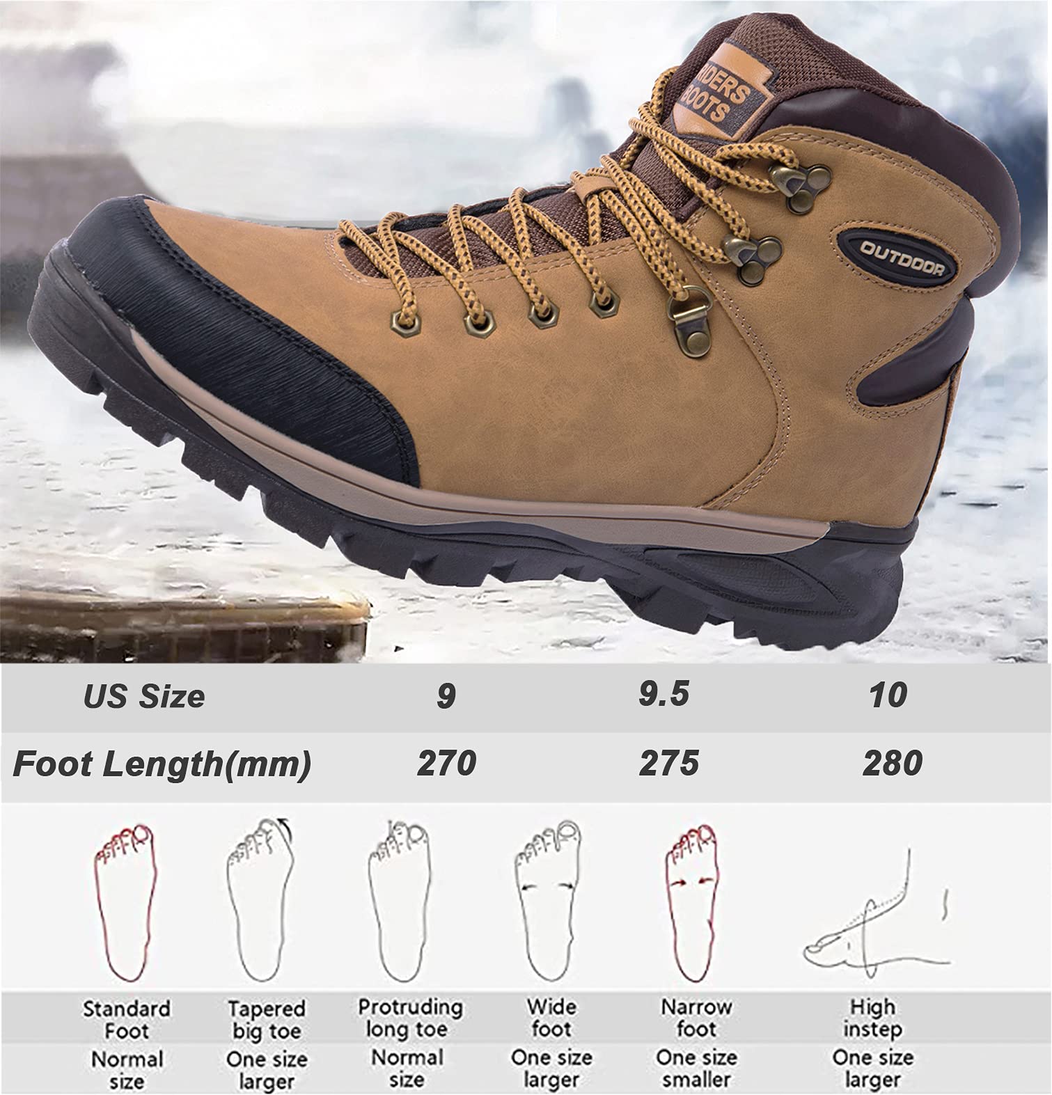 TFO Hiking Boots Mens Outdoor Backpacking Trekking Mountaineering Riding Shoes Travel Leisure Mid Top Shoes Yellow