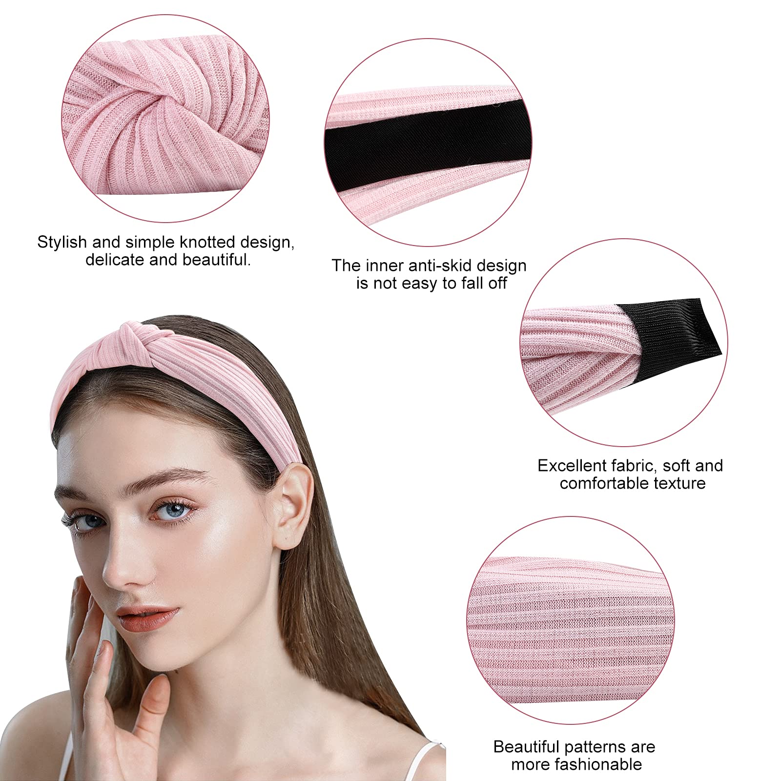 Fishinsea 10 Pack Knotted Wide Headbands for Women Cute Fashion Head Wrap in Solid Color Non-slip Hair Accessories for Daily Festival Presents