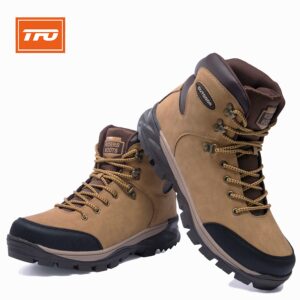 TFO Hiking Boots Mens Outdoor Backpacking Trekking Mountaineering Riding Shoes Travel Leisure Mid Top Shoes Yellow