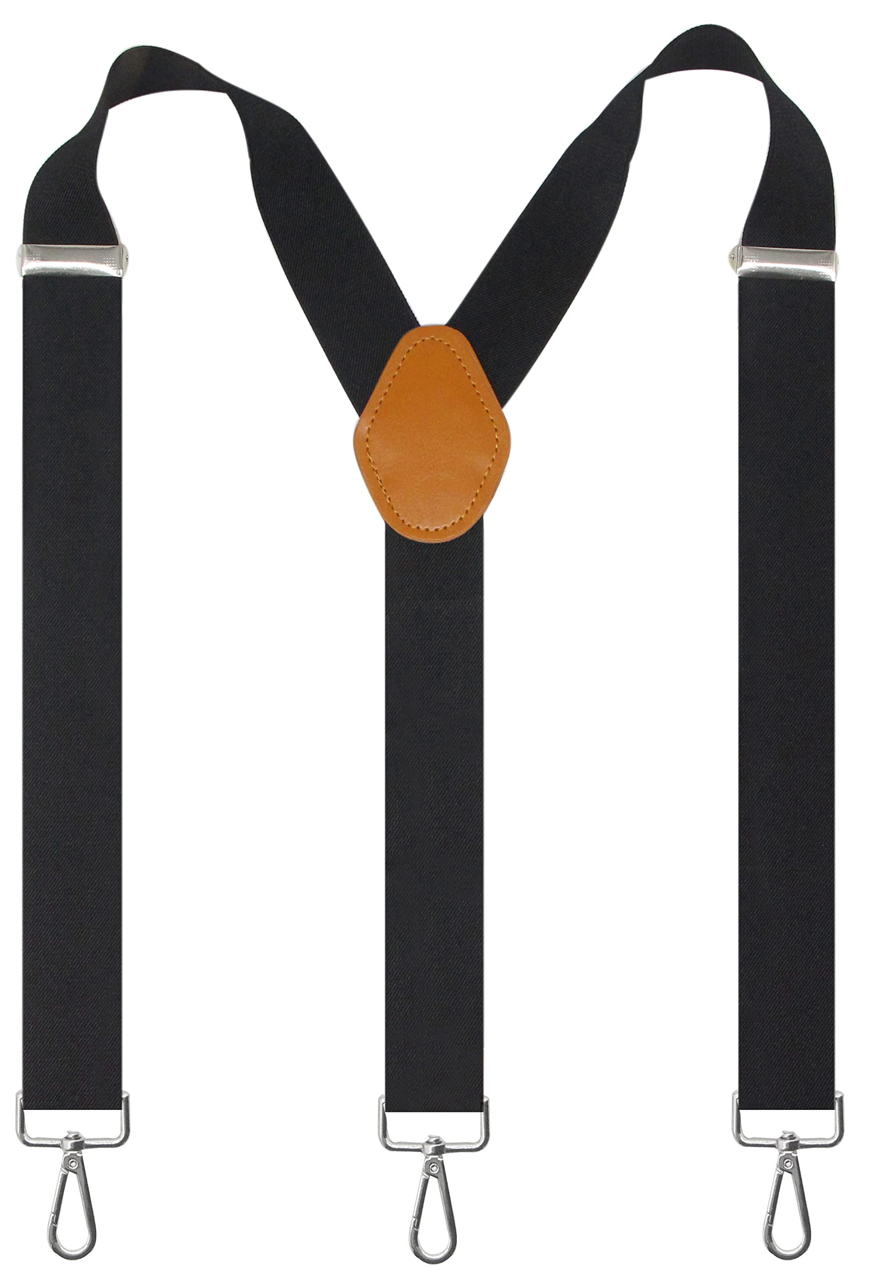 Cedrainy Suspenders for Men 3 Swivel Hooks 1.4 Inch Wide Adjustable Elastic Braces with Heavy Duty Belt Loops (Black)