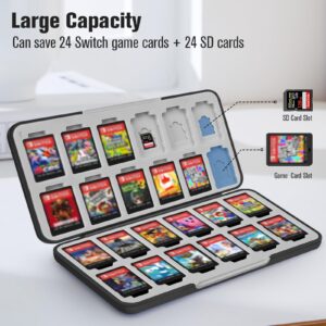 CaseBot Game Card Case for Nintendo Switch Games, [Shockproof] Hard Shell Protective and Durable 24 Slots Card & 24 Slots Micro SD Card Storage Holder Box, Slim and Portable (Galaxy)