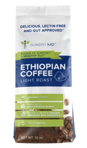 gundry md single origin light roast ethiopian ground coffee, 100% arabica beans, 12 ounce